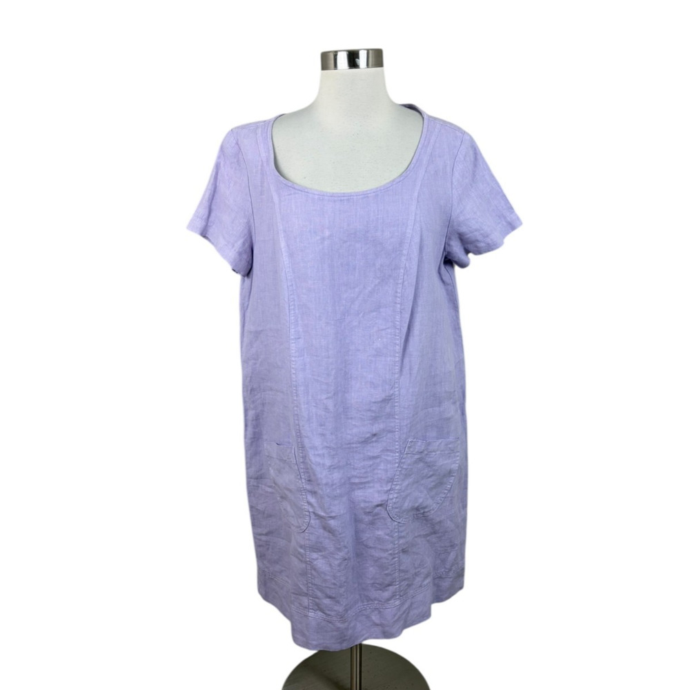Cut Loose Lavender Purple 100% Linen Lagenlook Shift Dress Pockets Size M